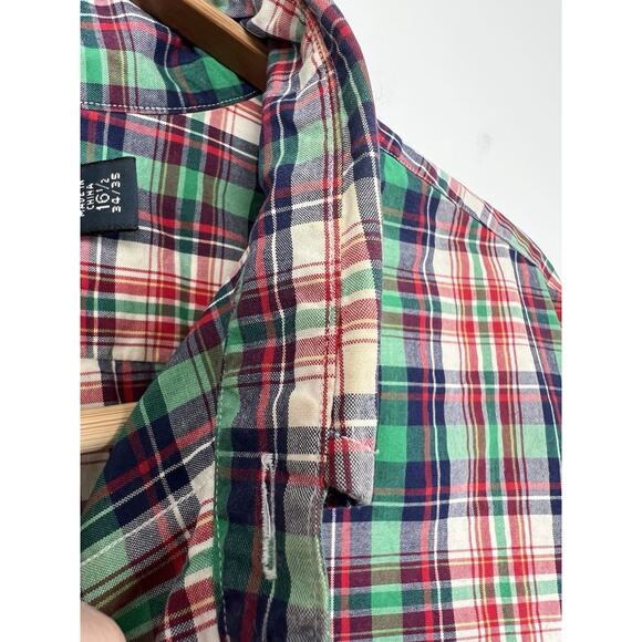 Ralph Lauren Men’s 16.5 34/35 Button Front Shirt Plaid Long Sleeve Green Red - Picture 9 of 9
